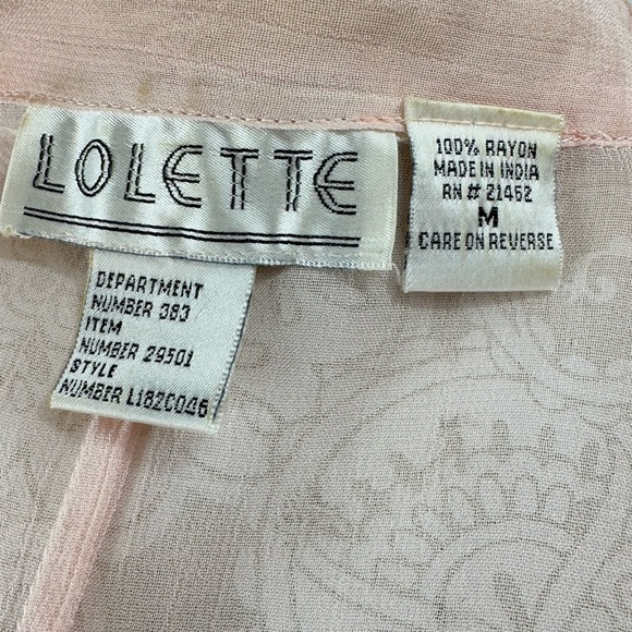 Vintage 80s 90s Size Medium Sheer Roses Floral Romantic Duster Cardigan maxi - Picture 9 of 11